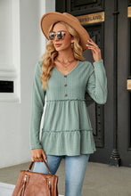 Load image into Gallery viewer, Long Sleeve V-Neck Cable-Knit Blouse
