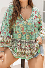 Load image into Gallery viewer, Plus Size Floral Tassel Tie Blouse
