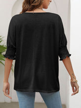 Load image into Gallery viewer, Smocked Flounce Sleeve Round Neck T-Shirt
