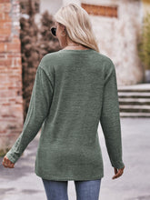 Load image into Gallery viewer, Buttoned Notched Neck Long Sleeve Top
