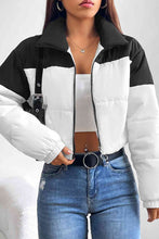 Load image into Gallery viewer, Collared Neck Color Block Puffer Jacket
