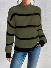 Load image into Gallery viewer, Striped Mock Neck Sweater
