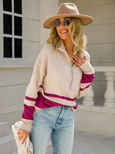 Load image into Gallery viewer, Color Block Half Zip Knit Top
