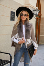 Load image into Gallery viewer, Striped Fringe Detail Long Sleeve Poncho
