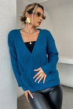 Load image into Gallery viewer, Surplice Neck Dropped Shoulder Sweater

