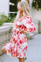 Load image into Gallery viewer, Floral Smocked Square Neck Long Sleeve Dress
