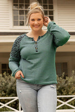 Load image into Gallery viewer, Plus Size Leopard Waffle-Knit Long Sleeve T-Shirt
