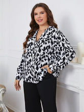 Load image into Gallery viewer, Melo Apparel Plus Size Printed Long Sleeve V-Neck Blouse
