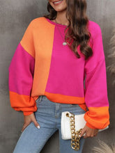 Load image into Gallery viewer, Color Block Round Neck Sweater
