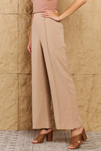 Load image into Gallery viewer, HYFVE Pretty Pleased High Waist Pintuck Straight Leg Pants in Camel
