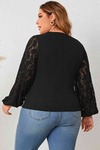 Load image into Gallery viewer, Plus Size Cutout Front Lace Sleeve Blouse
