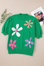 Load image into Gallery viewer, Flower Mock Neck Short Sleeve Sweater
