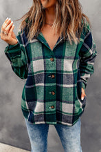 Load image into Gallery viewer, Button Up Plaid Hooded Jacket
