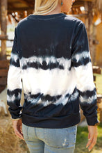 Load image into Gallery viewer, Printed Notched Neck Lace-Up Sweatshirt
