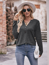 Load image into Gallery viewer, Buttoned Notched Neck Long Sleeve Top
