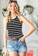 Load image into Gallery viewer, Striped Ribbed Round Neck Tank
