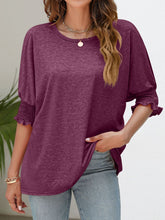 Load image into Gallery viewer, Smocked Flounce Sleeve Round Neck T-Shirt
