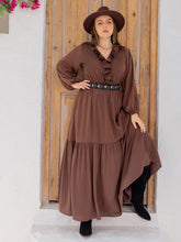 Load image into Gallery viewer, Plus Size V-Neck Ruffle Trim Maxi Dress
