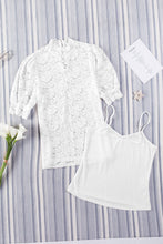 Load image into Gallery viewer, Lace Scalloped Short Puff Sleeve Top
