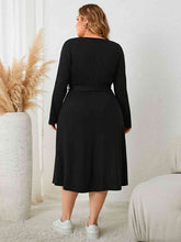 Load image into Gallery viewer, Plus Size Tie Waist Long Sleeve Dress
