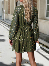 Load image into Gallery viewer, Tie Neck Long Sleeve Polka Dot Dress
