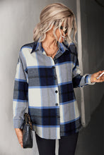 Load image into Gallery viewer, Plaid Collared Neck Longline Shirt
