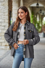 Load image into Gallery viewer, Plaid Collared Dropped Shoulder Jacket
