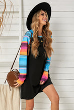 Load image into Gallery viewer, Striped Long Raglan Sleeve Round Neck Dress
