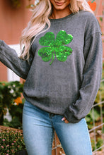 Load image into Gallery viewer, Lucky Clover Sequin Round Neck Sweatshirt
