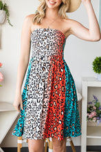 Load image into Gallery viewer, Leopard Print Smocked Strapless Dress
