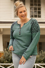 Load image into Gallery viewer, Plus Size Leopard Waffle-Knit Long Sleeve T-Shirt
