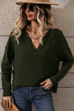 Load image into Gallery viewer, Long Sleeve Notched Neck Blouse
