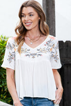 Load image into Gallery viewer, Embroidered V-Neck Babydoll Blouse
