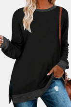 Load image into Gallery viewer, Round Neck Long Sleeve Slit T-Shirt
