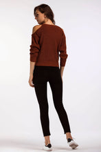 Load image into Gallery viewer, Round Neck Cold-Shoulder Ribbed Sweater
