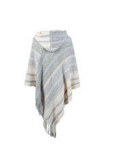 Load image into Gallery viewer, Striped Fringe Hem Hooded Poncho
