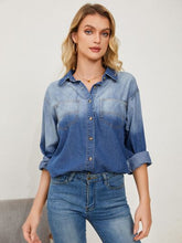 Load image into Gallery viewer, Pocketed Button Up Dropped Shoulder Denim Jakcet
