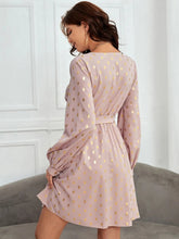 Load image into Gallery viewer, Tied Printed Surplice Long Sleeve Dress
