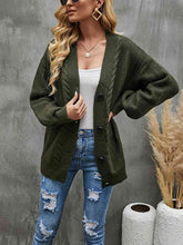 Load image into Gallery viewer, Cable-Knit Dropped Shoulder Cardigan
