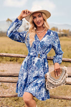 Load image into Gallery viewer, Printed Surplice Neck Long Sleeve Dress
