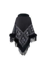 Load image into Gallery viewer, Fringe Geometric Cape Sleeve Poncho
