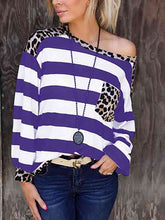 Load image into Gallery viewer, Striped Leopard Long Sleeves Top
