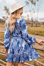 Load image into Gallery viewer, Printed Surplice Neck Long Sleeve Dress
