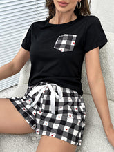 Load image into Gallery viewer, Plaid Heart Top and Shorts Lounge Set
