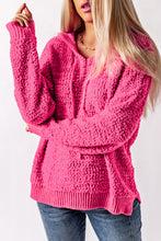 Load image into Gallery viewer, Popcorn Knit Slit Hooded Sweater
