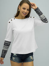 Load image into Gallery viewer, Printed Round Neck Buttoned Shoulder Tee
