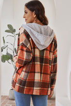 Load image into Gallery viewer, Button Up Plaid Hooded Jacket
