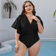 Load image into Gallery viewer, Plus Size Ruched Surplice Neck One-Piece Swimsuit
