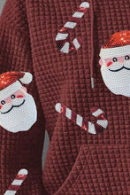 Load image into Gallery viewer, Plus Size Santa Sequin Drawstring Hoodie
