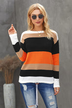 Load image into Gallery viewer, Round Neck Color Block Dropped Shoulder Knit Top
